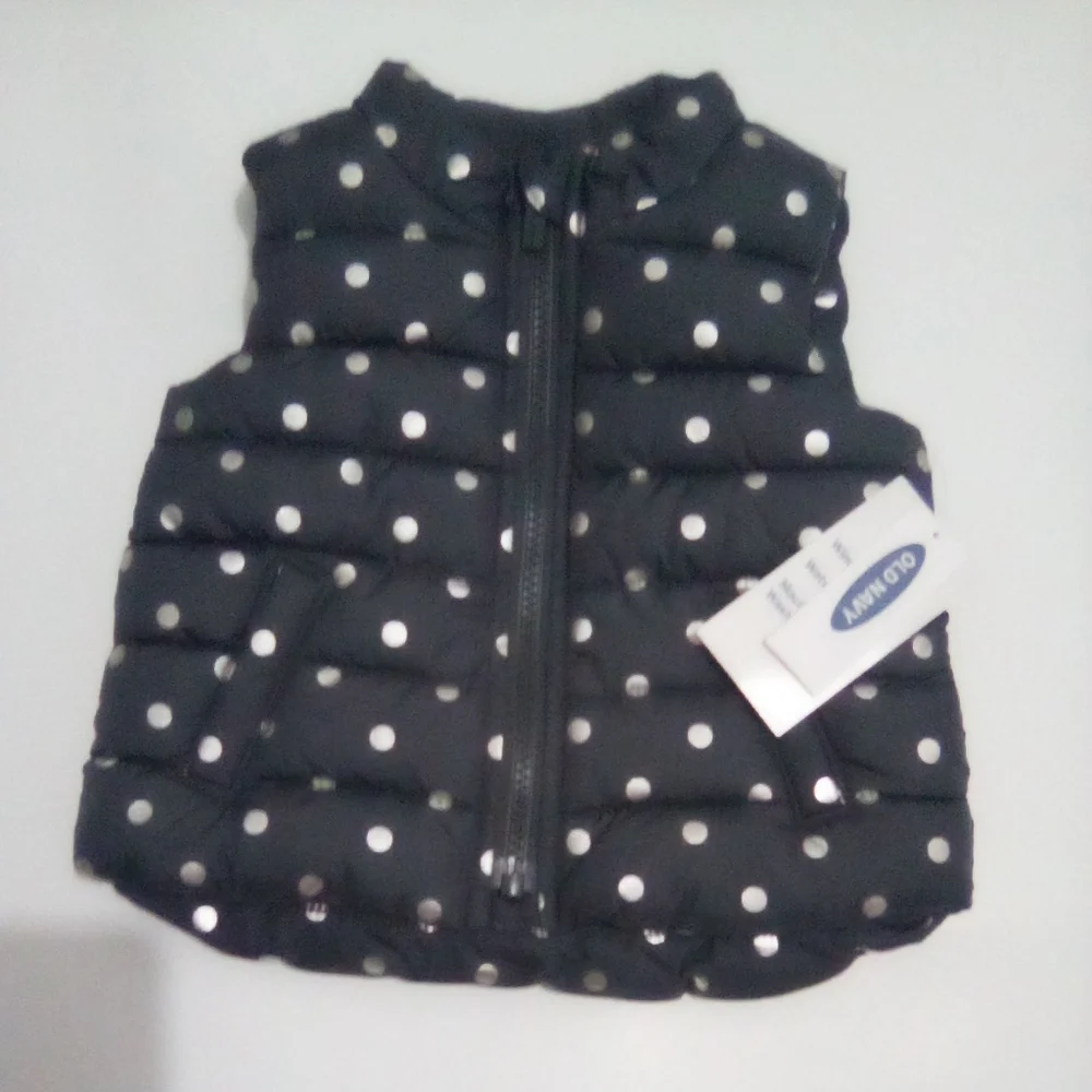 Old Navy Kids Polka Dot Puff Vest Jacket Size 6-12 M Outdoor